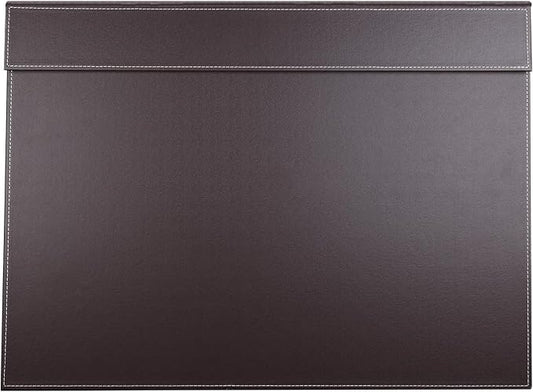 Ultra-Smooth PU Leather Desk Pad & Mat Office Desk Drawing & Writing Board A3/ A4 File Paper Clip Table Protector Mat on Top Large 24''x18'' (Brown)