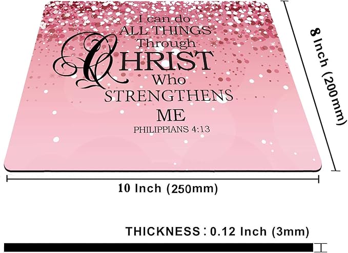I Can Do All Things Inspirational Quote Mouse Pad, Pink Mouse Pads for Desk Non-Slip Rubber Base Mousepad for Laptop, Mouse Pad for Women Mouse Pads for Wireless Mouse Desk Pad Desk Accessories
