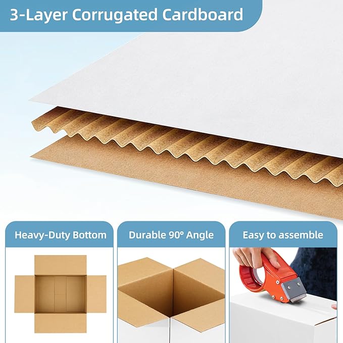 Famagic 10 Pack 10x7x5 Inch Small Shipping Boxes White Corrugated Cardboard Boxes Mailer for Small Business, Mailing Boxes for Packaging Bulk