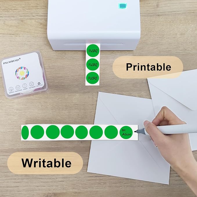 1 Inch Round Thermal Sticker Labels,Color Dot Stickers,Label Stickers,Waterproof,Oil Proof,for Thermal Printers,DIY,Office,Retail,Home and Warehouse Organization(Green,1000 Pcs)