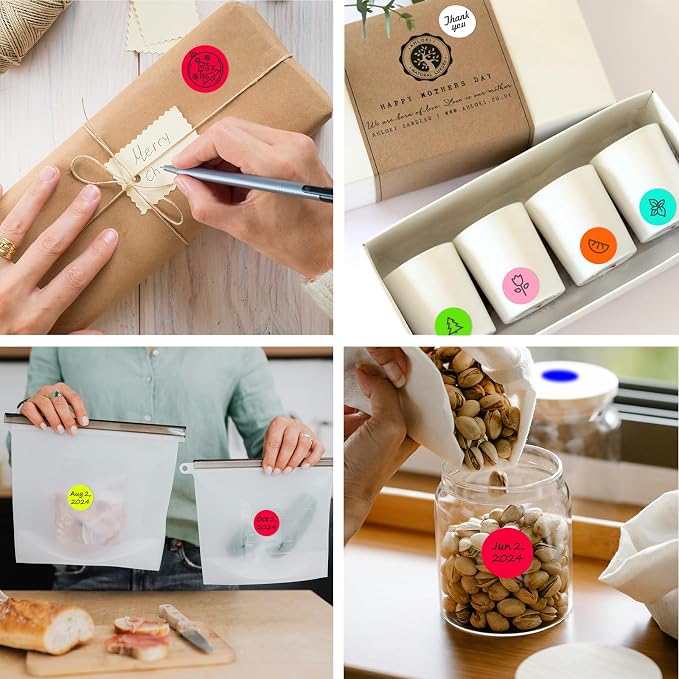 1 Inch Round Thermal Sticker Labels,Color Dot Stickers,Label Stickers,Waterproof,Oil Proof,for Thermal Printers,DIY,Office,Retail,Home and Warehouse Organization(Red,1000 Pcs)