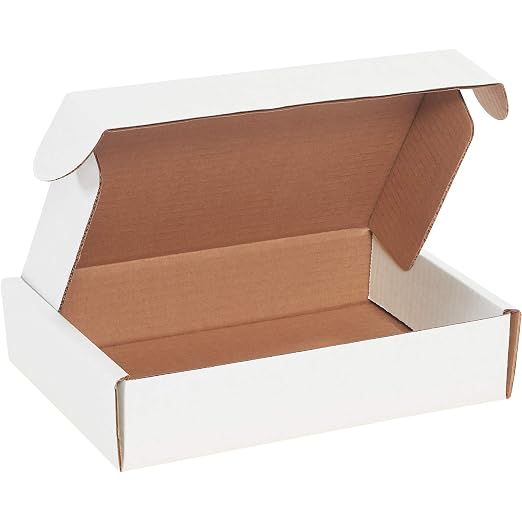 BOX USA 9" Deluxe Shipping Boxes, 9"L x 6 1/4"W x 2"H, 50-Pack - White Box Mailers for Packaging, Storage, Gifts or Bulk Business Orders