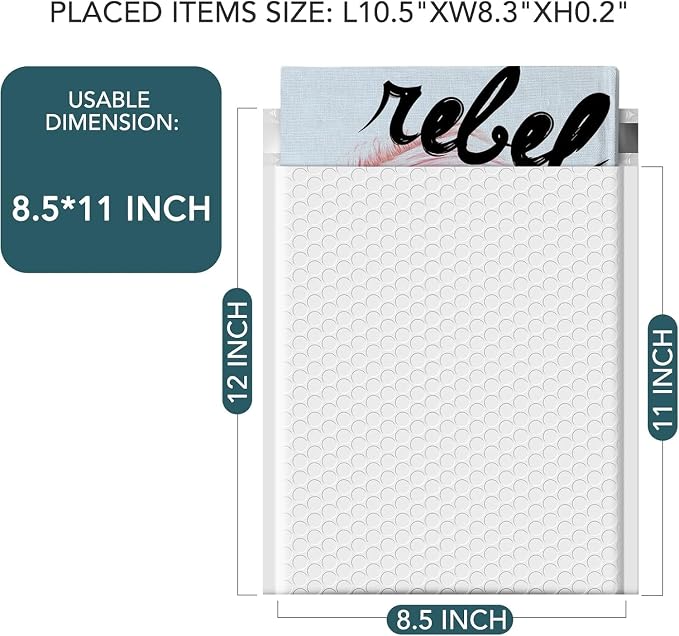 Metronic 1 Pallet Bubble Mailer 8.5x12 Inch White Total 6000 Pack | Usable Size 8.5x11" Waterproof Padded Envelopes Cushioning for Shipping,Jewelry Makeup Supplies, Packaging Bulk