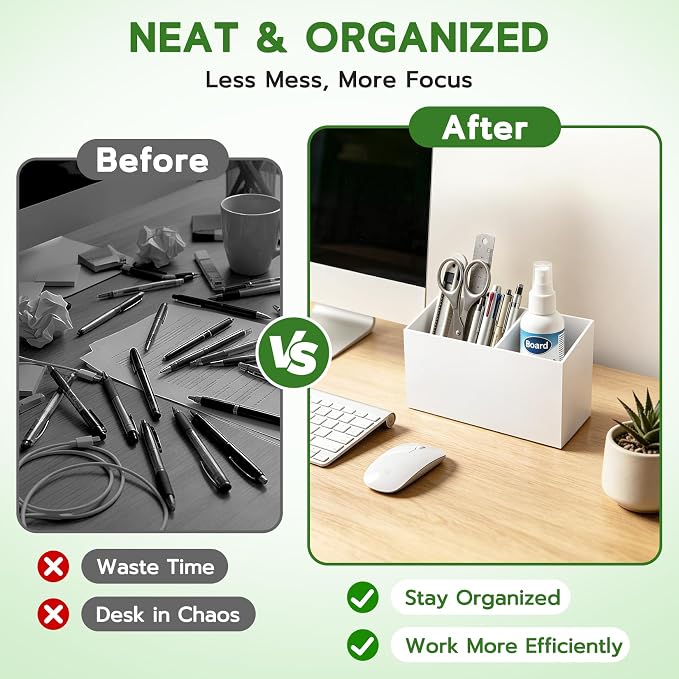 MR.MATE Magnetic Pen Holder,White Magnetic Marker Cup for Fridge Whiteboard | Dry Erase Marker Pencil Holder with Acrylic Cup and Strong Magnet, Non-slip Design For Refrigerator Locker Office & Classroom