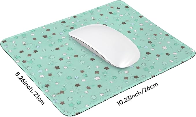 Premium Stitched Mouse Pad 10.2 x 8.3 in | Smooth, Washable Desk Mat with Non-Slip Base | Personalized Cute MousePads for Gaming,Work,Laptop, Computer, Office, Home (Mint Chocolate Star)