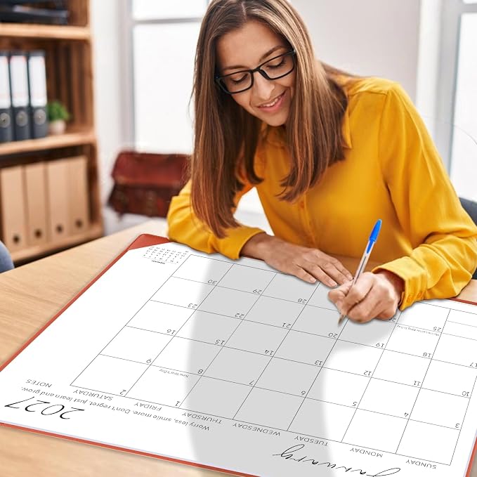 Gannyfer Large Desk Calendar 2026-2027 with Desktop Mat, Simplified 22" x 17" Desktop Pad Calendar, 18 Month Table Calendar from Jul 2026 to Dec 2027 (Orange Color)