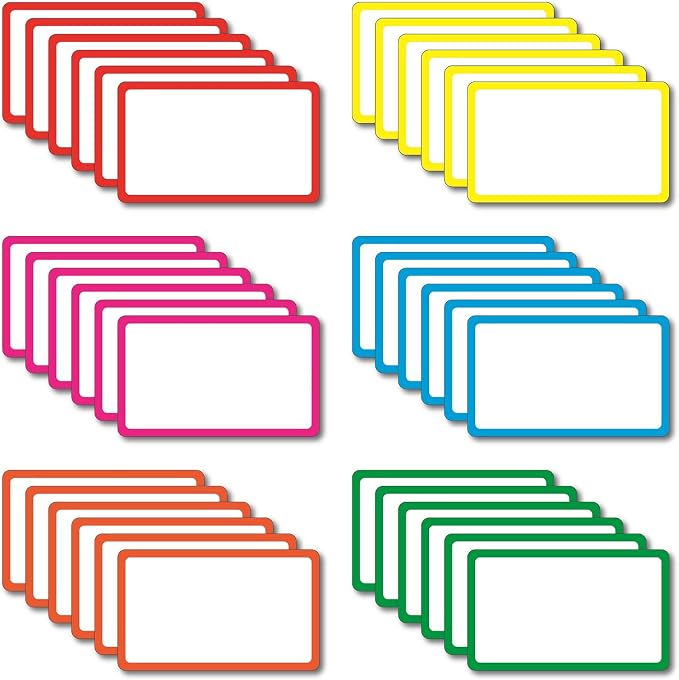 36 Pack Magnetic Dry Erase Labels - Magnetic Blank Cards with Color Borders, Reusable Magnetic Name Tags - Dry Erase Labels for Home, Office, Classroom - 3 x 5 Inches | Magnetic Blank Cards, Color Borders, Reusable Magnetic Name Tags, For Home, Office,...