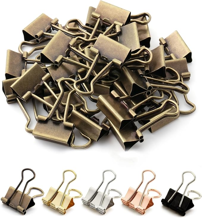 Mr. Pen- Small Binder Clips, 50 pcs, 0.75", Small Size, Bronze Metal Binder Paper Clips, Paper Clamps for Office Supplies, Home, School, Business, Document Organizing