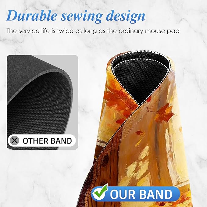 Round Mouse pad, high-end Texture, Sewn Edge Design, Anti-Slip Rubber Base. 8.6 x 8.6 inches (Autumn Glow)