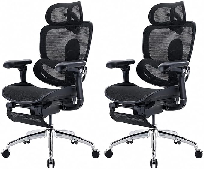 SIHOO Doro C300 Pro V2 Ergonomic Office Chair with Footrest, 2 Packs, Black | Full-Body Adaptive Support, 8D Armrests & Breathable Mesh, Comfy High Back Computer Desk Chair for Long Hours, 135° Recline