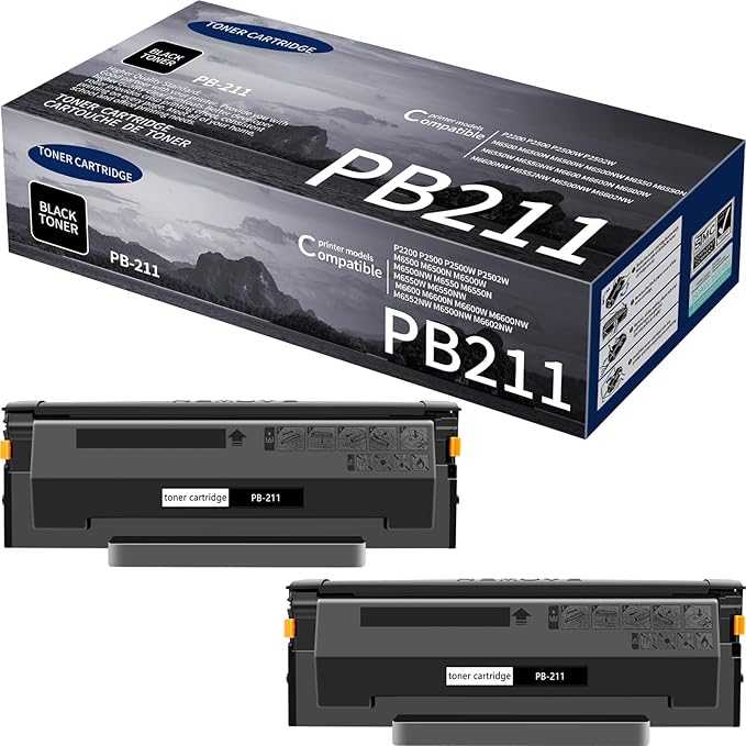 Compatible Toner Cartridge Replacement for Pantum PB-211 PB211 PB-211E PB211EV Toner Cartridge for Pantum P2500W P2200 M6500NW M6550NW M6600NW (Black 2-Pack)
