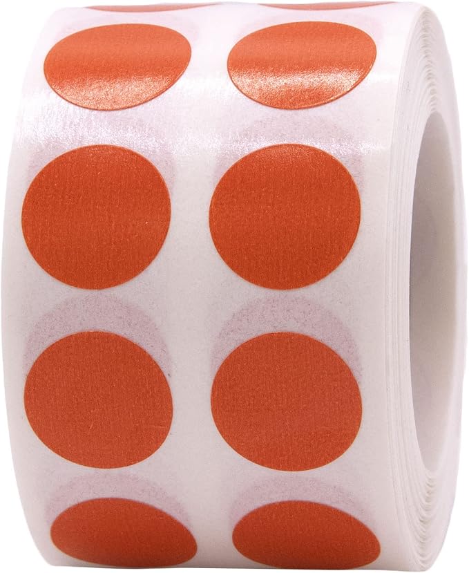 Burnt Orange Color Coding Labels for Organizing Inventory 0.50 Inch Round Circle Dots 1,000 Total Adhesive Stickers On A Roll