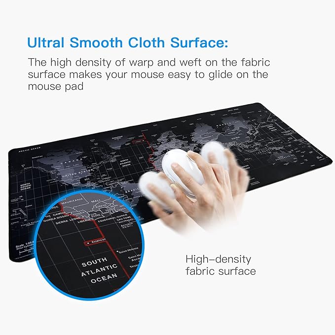 Gaming Mouse Pad,Hosimoln Large Mouse Pad Size 31.5x11.8 Thickness 0.1inches,Premium-Textured Non-Slip & Waterproof Computer Mousepad with Stitched Edges for Gaming, Office & Home-80x30 Map002