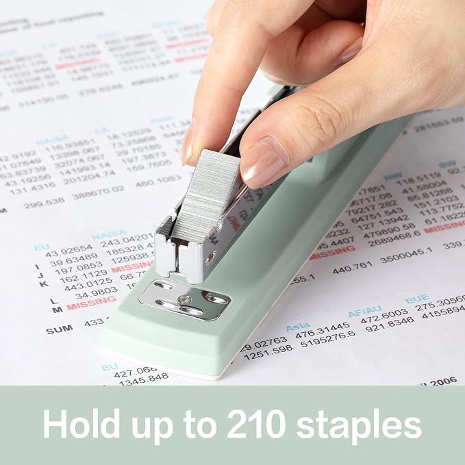 Deli Stapler, 2000 Staples and 2 Staple Removers, 2 Pack, Green | 25 Sheet Capacity, Desktop Stapler