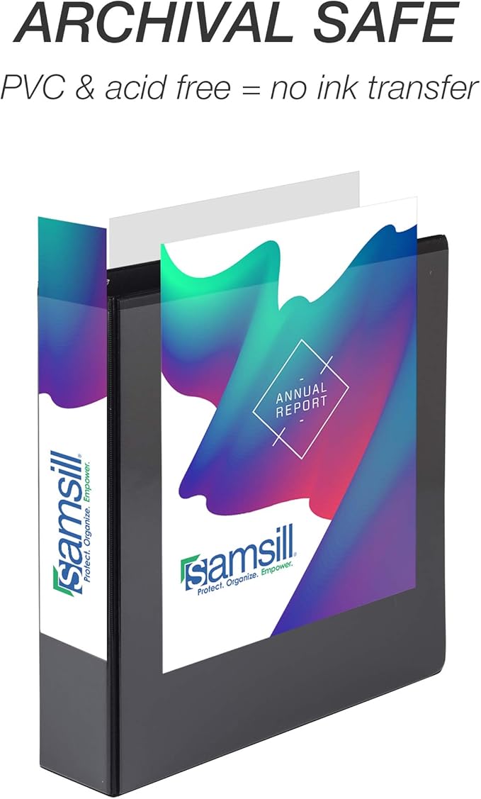 Samsill 12 Pack Durable 1.5 Inch 3 Ring Binders, Round Ring, Clear View Cover for Presentations, Black