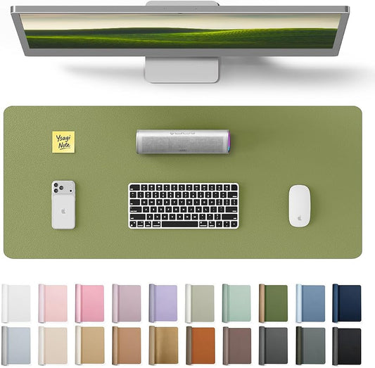YSAGi Leather Desk Protector, Office Mat, Large Mouse Mat, Non-Slip PU Leather Blotter, Laptop Desk Pad, Waterproof Writing Pad for Office and Home (Green, 23.6" x 13.8")
