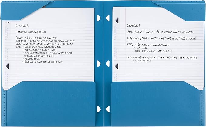 Five Star 2-Pocket Folder, Plastic Folder with Stay-Put Tabs, Fits 3-Ring Binder, Holds 8-1/2" x 11" Paper, Tidewater Blue (333420H-ECM)