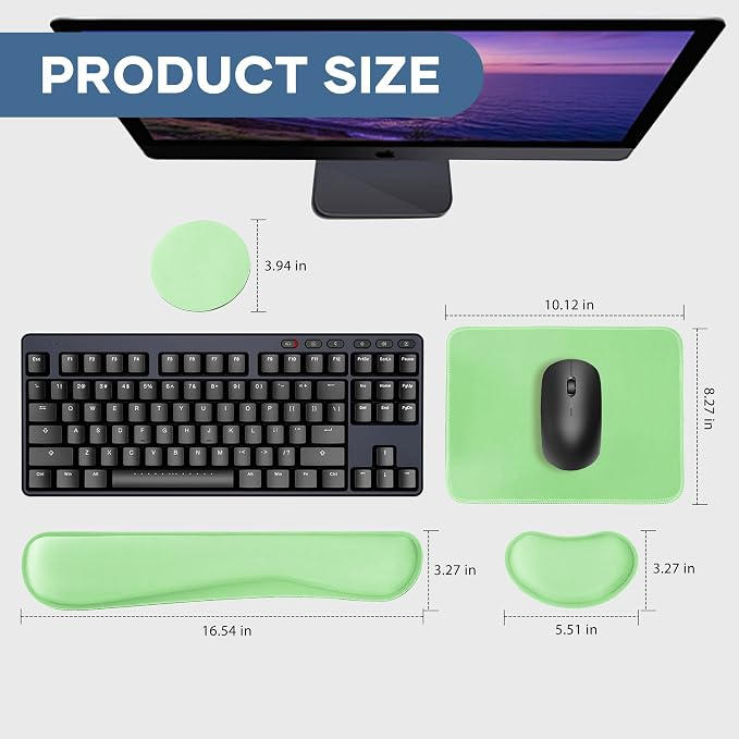 Office Ergonomic Memory Foam Computer Mouse and Keyboard Wrist Rest pad Support Carpal Tunnel, Wrist Rest for Keyboard and Mouse, Wrist Support Set