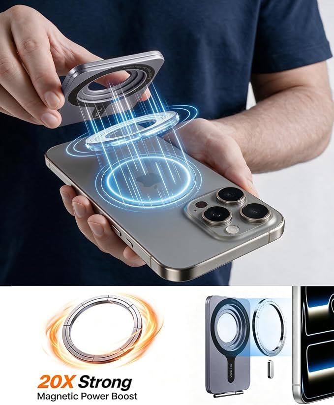 1ST IDEA for Magsafe Tripod, Tripod for iPhone Lightweight Aluminum Alloy & Angle Adjustment & Strong Magnets iPhone Tripod Stand Compatible with 17/16/15/14/13/12 (Included Metal Ring)