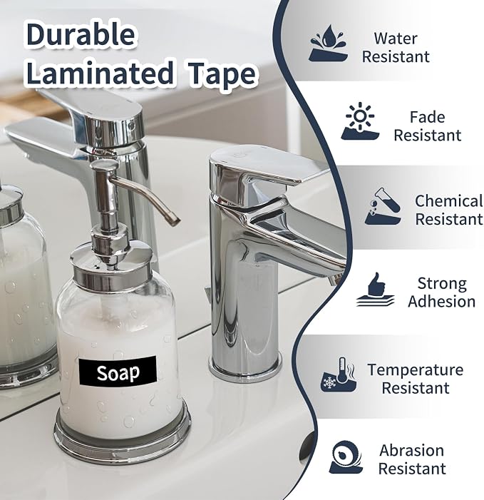 TZe-335 Black Label Tape Compatible with Brother Label Maker Tape | White on Black P-Touch TZe Tz 12mm 0.47 Laminated Work for PT-D210 PT-H110 PT-D200 PT-1750 PT-1290 Ptouch Refills, 4-Pack