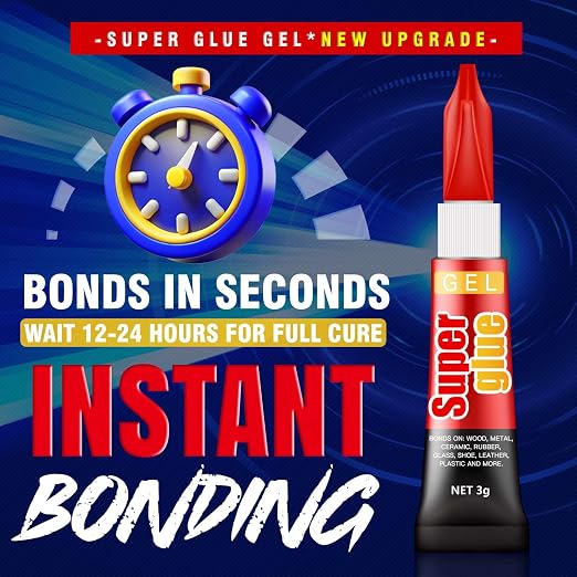 Super Glue Gel, 24 X 3g Tubes for Crafts, Models and Repairs | Cyanoacrylate Gel Bonds Common Plastic, Wood, Metal, Ceramic, Rubber And Leather Surfaces