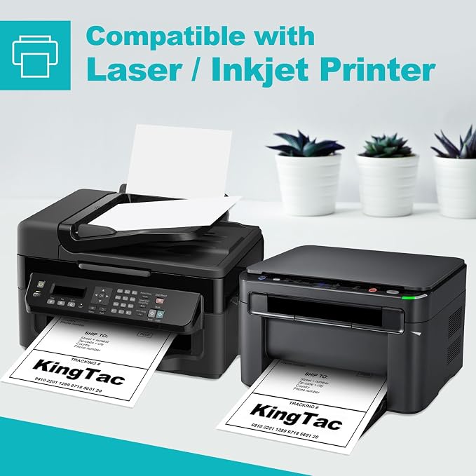 Kingtac [500 Labels] A4 Full Page Shipping Labels 8.5 x 11 for Laser & Inkjet Printers, Self Adhesive 8 1/2x11 Mailing Label Sheets