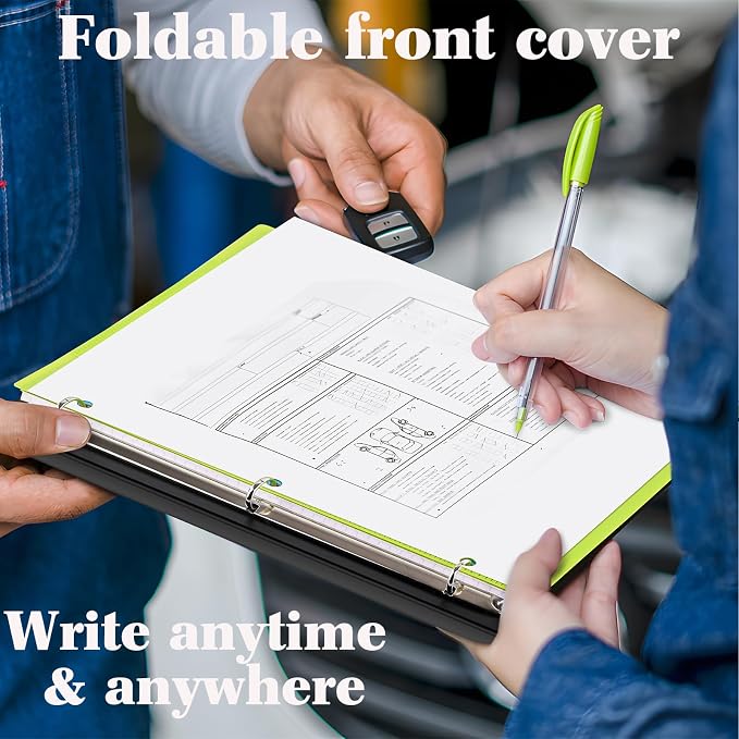 INFUN 1 Inch Telescoping 3 Ring Binder - 12 PCS-Black, Flexible Binders with Customizable Front Cover and Clear Catalog Pocket,1 inch Binders 3 Ring, 225 Sheet Capacity