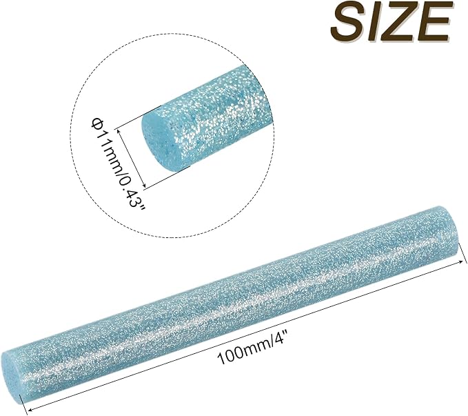uxcell 30pcs Mini Hot Glue Gun Sticks 4-inch x 0.43-inch High Sticky Large Hot Glue Sticks for Glue Gun, Glitter Sky Blue