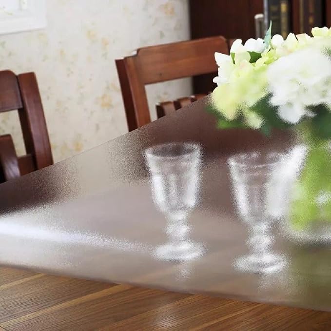 LovePads Frosted Table Cover Protector 36 x 62 in, 1.5mm Thick Plastic Mat | Non-slip Waterproof PVC Table Protector, Cut to Size, Spill-Stain-Scratch Proof, Fits Kitchen, Dining Table, Dresser, Desk
