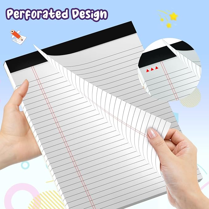 Legal Pads 8.5 X11, Wide Ruled Notepads, 3 Pack, 30 Sheet/Pad, White Legal Pads, Tear Off Notepad, Perforated Writing Pad, Notebook Paper College Ruled, Notepads for Office Home School, Notepad
