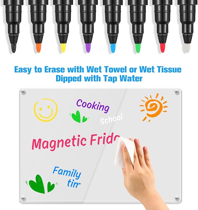 Magnetic Liquid Chalk Markers Wet Erase Markers for Acrylic Calendar Planning Board LED Note Board Clear Glass Whiteboard Window/Mirror Easter Holidays Paintings, 8 Vibrant Colors, 1mm Fine Tip