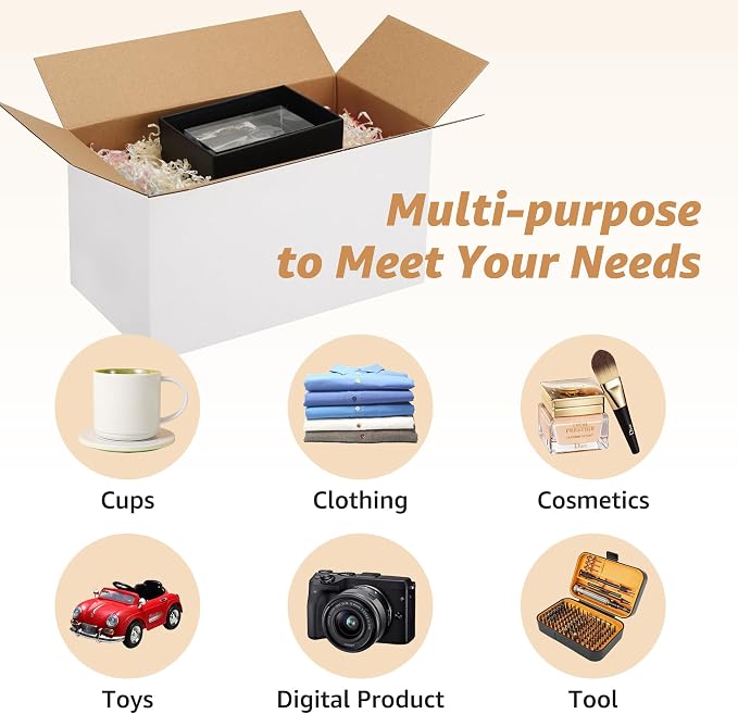 40 Pack 5x4x3 Shipping Boxes for Small Business, White Corrugated Cardboard Small Box for Packaging, Moving, Mailing, and Storing