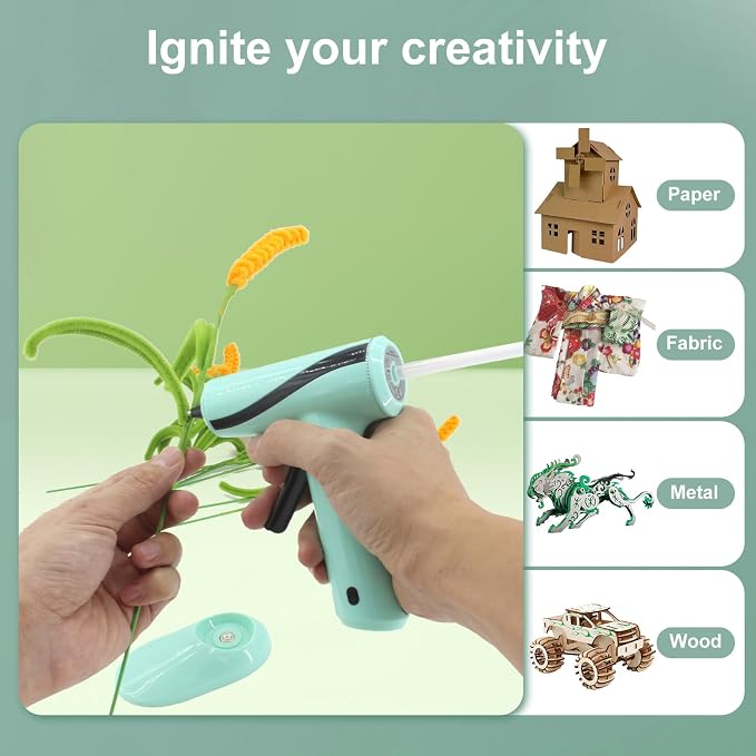 Hot Glue Gun and Sticks Set for Crafts & Home Repair | Bonds Wood, Ceramics, Leather, Plastic, Multi-Purpose DIY Tool for Home, Office, School