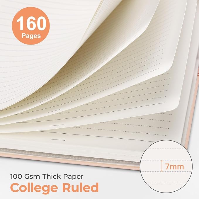 AHGXG Spiral Journal Notebook, 160 Lined Pages, A5 Size (5.7'' x 8.3'') | for Men & Women, Journaling, Writing, Work & Office, Hardcover, 100 GSM Thick Paper (Pink)