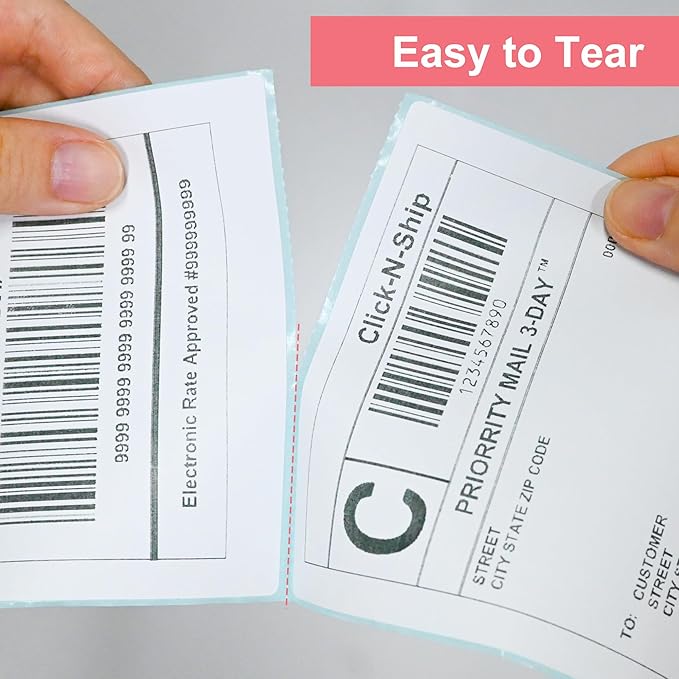 L LIKED 4"x6" Direct Thermal Labels, 1000 PCS White Perforated & Strong Adhesive Shipping Labels, 250 Labels per Roll, for Address Barcode Mailing (4 Rolls)