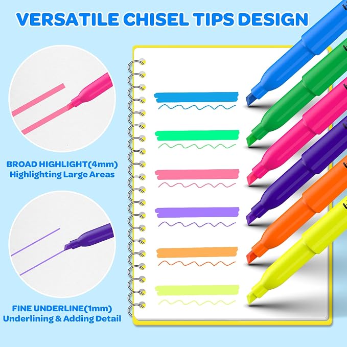 150 Count Highlighters Assorted Colors Bulk - Chisel Tip, Quick Dry, 6 Fluorescent Colors, School Supplies for Students Teachers, No Bleed Markers Set for Notes, Textbooks, Classroom and Office Use