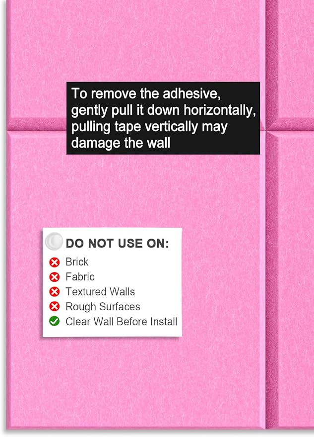Hsurbtra Large Cork Board for Wall 47 x 36 Inch, 12 Pack Felt Bulletin Notice Board with Pushpins for Office Home School Farmhouse Wall Decor, Pink