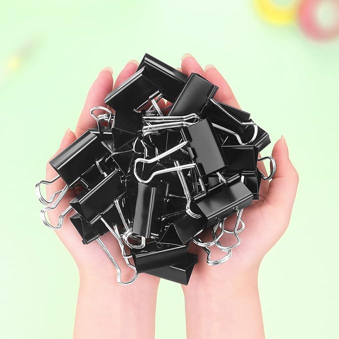 ZZTX 36 Pack Binder Clips 1.3 Inches Black | Paper Clamps Clips, Durable steel, Rust-resistant, Strong spring