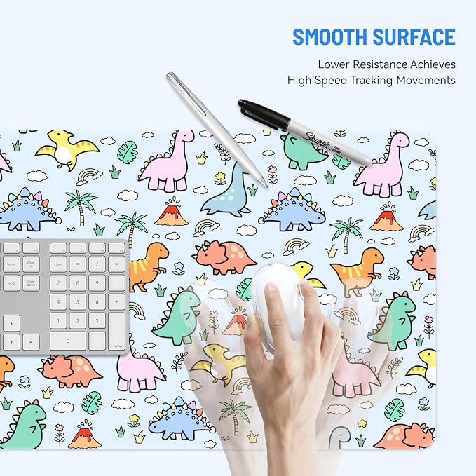 Mousepad Desk Mat Gaming Large Keyboard Cute Office Desktop Computer Laptop Dinosaur XXL Long Giant Big Kawaii Aesthetic Girly Pretty Design Women Girl Gamer Oversized Wide 30x12'' Mousepad