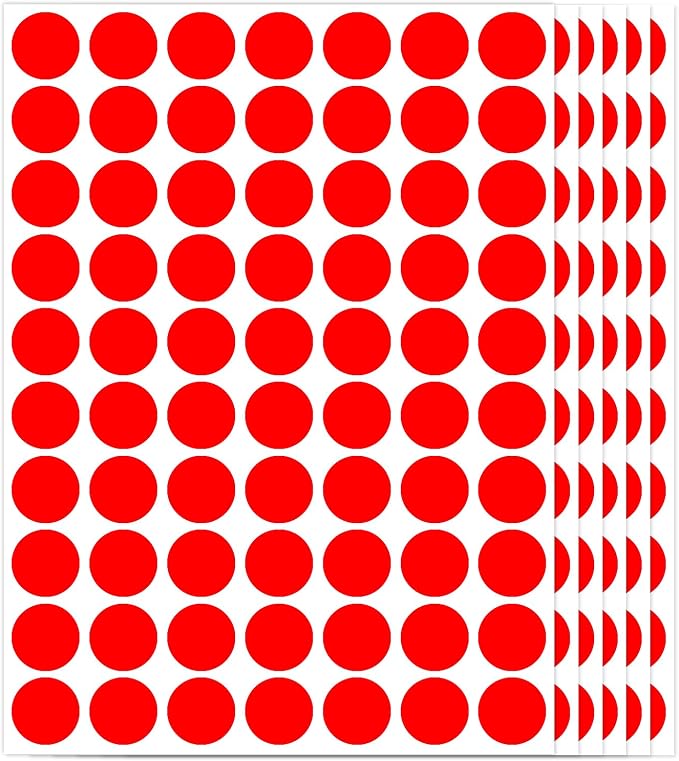 1400 PCS Red Circle Dot Stickers 3/4" Round Coding Label | Used for manual labor in kindergartens, garage yard price sales, organizing activity color groups,marking spice bottles