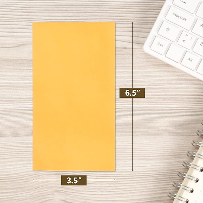 ESSENTIAL #7 100 Piece Cash Envelopes 3.5" x 6.5" with Gummed Flap, Small Parts Envelope for Home and Office Use (Yellow -100)