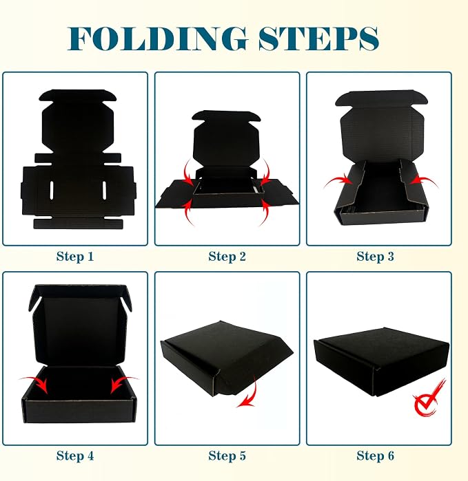 Small Shipping Boxes 4x4x1, Set of 25, Black Corrugated Cardboard Box (YD441-25BK)