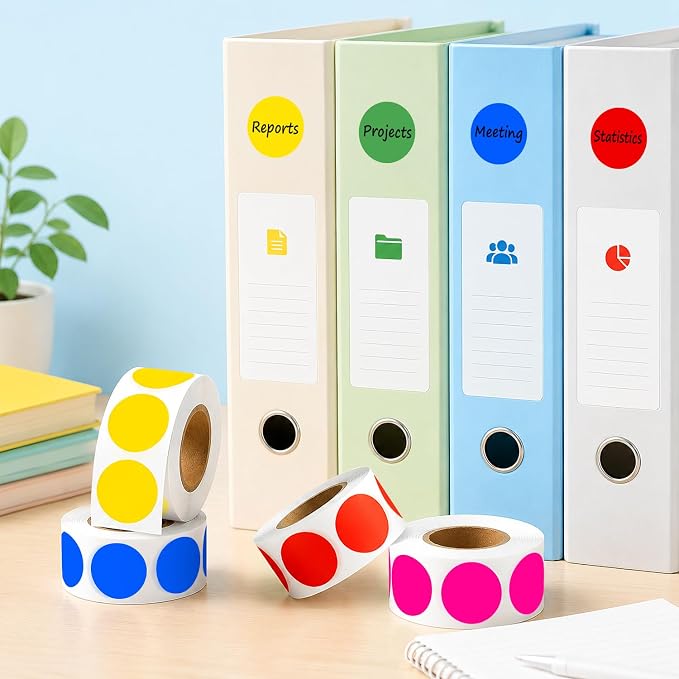 3/4 Inch Color Coding Label Stickers,4000PCS Circle Inventory Sticky Dots Sticker(8 Colors)