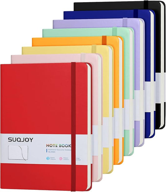 Lined Journal Notebooks for Writing, 100 GSM Thick Paper, 8 Pack Hardcover Notebooks, A5 College Ruled Notebook, Journaling Notebook for School/Travel/Office (Assorted Color- 8 Pack)