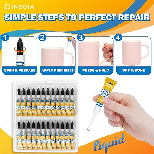 Super Glue Liquid Clear, 48 X 3g All Purpose Strong Adhesive Ca Glue Cyanoacrylate Quick Dry Instant Glue for Plastic, Metal, Ceramic, Shoe, Wood, Leather, Model, Rhinestone, Jewelry and DIY Crafts