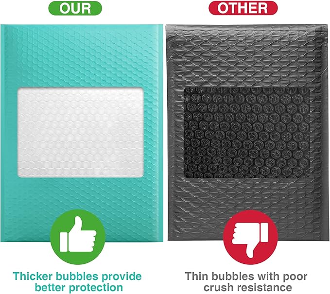 METRONIC 10.5x16 Bubble Mailers 25pack, Teal Bubble Mailer Usable Size 10.5x15, Waterproof Large Padded Envelopes, Self Adhesive Padde Mailer for Packaging, Shipping, Mailing