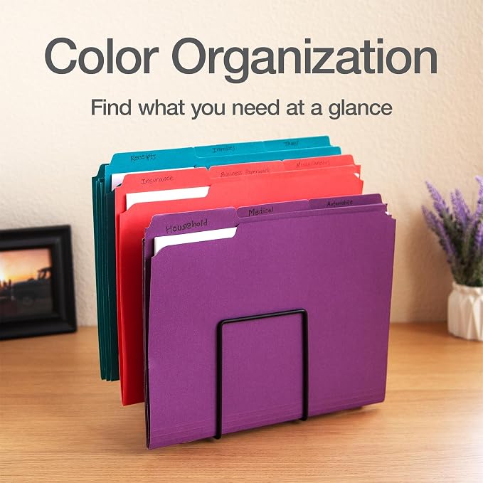 Oxford Colored File Folders, 15 Pack, 3 Tabs, 5 Bright Colors, Letter Size (8.5" x 11"), Color-Coding for School, Office & Home Document Organization