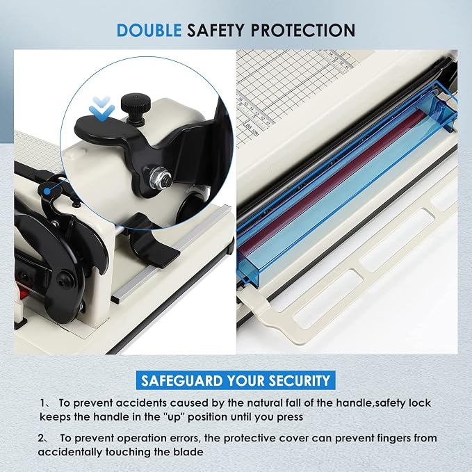 Heavy Duty Paper Cutter, 12" Guillotine Paper Cutter, Cortadora de Papel 400 Sheets Paper Trimmer with Double Safety Protection&Durable HSS Blade for Cutting Paper, Leather, PVC,Non-Woven Fabrics