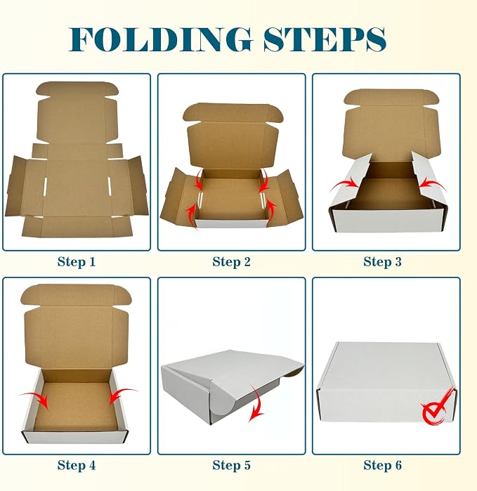 Small Shipping Boxes 7x6x2, Set of 50, White Corrugated Cardboard Box Mailer (YD762-50W)
