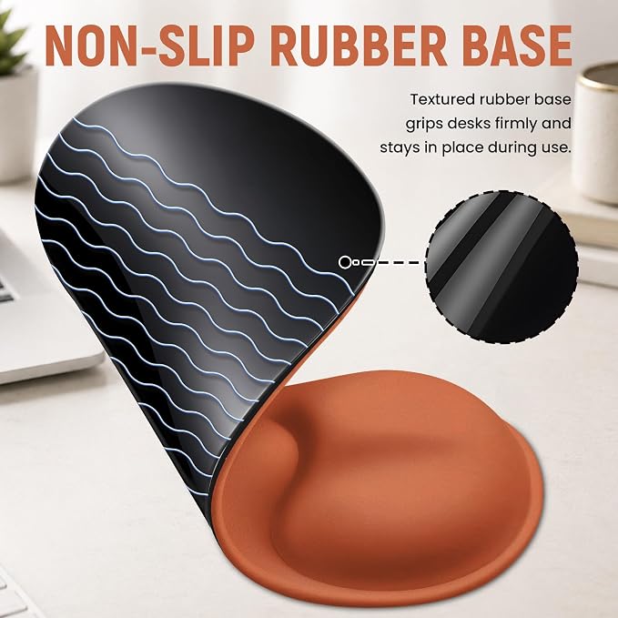 Ergonomic Mouse Pad with Wrist Rest, Gel Wrist Support, Brown Puppy | 10.2 x 7.6 in Mouse Pad with Smooth Fabric Surface and Non-Slip Rubber Base for Office, Home, Study, and Gaming